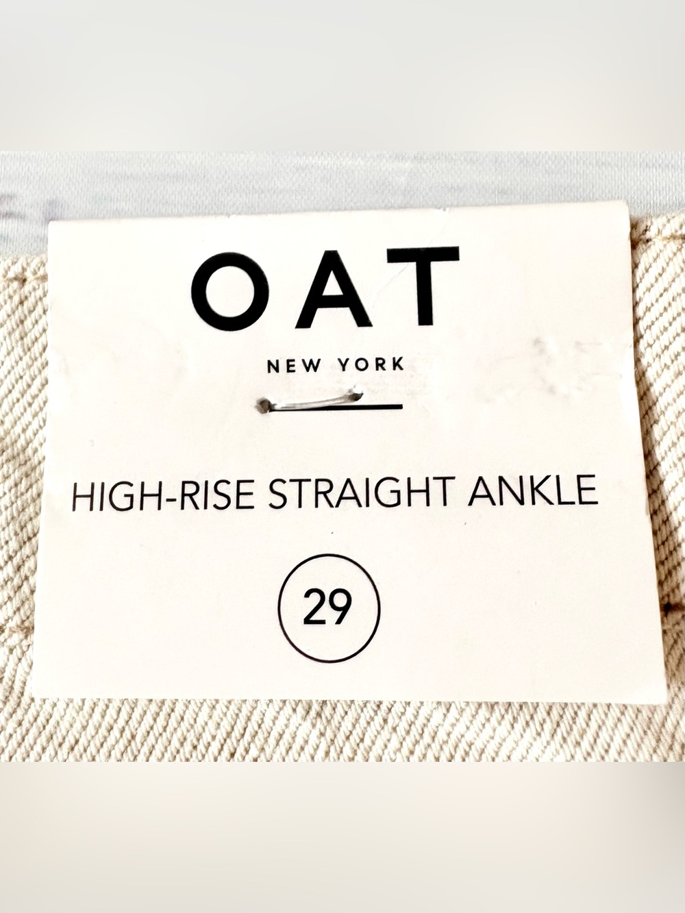 NWT OAT New York High-Rise Straight Ankle Jeans Ivory Size 29 - Picture 15 of 16